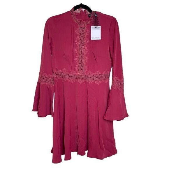 NWT Little Mistress Marsala Lace Mini Dress Women’s Size 8 NEW - Picture 1 of 14